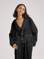 Statement Collar Cropped Pajama Top