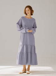 Crewneck Tiered Cotton Dress