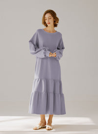 Crewneck Tiered Cotton Dress