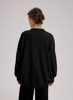 Drawstring Hem Cotton Sweatshirt Black