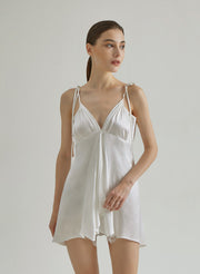 Front Slit Lace Hollow Silk Dress