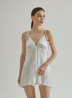 Front Slit Lace Hollow Silk Dress