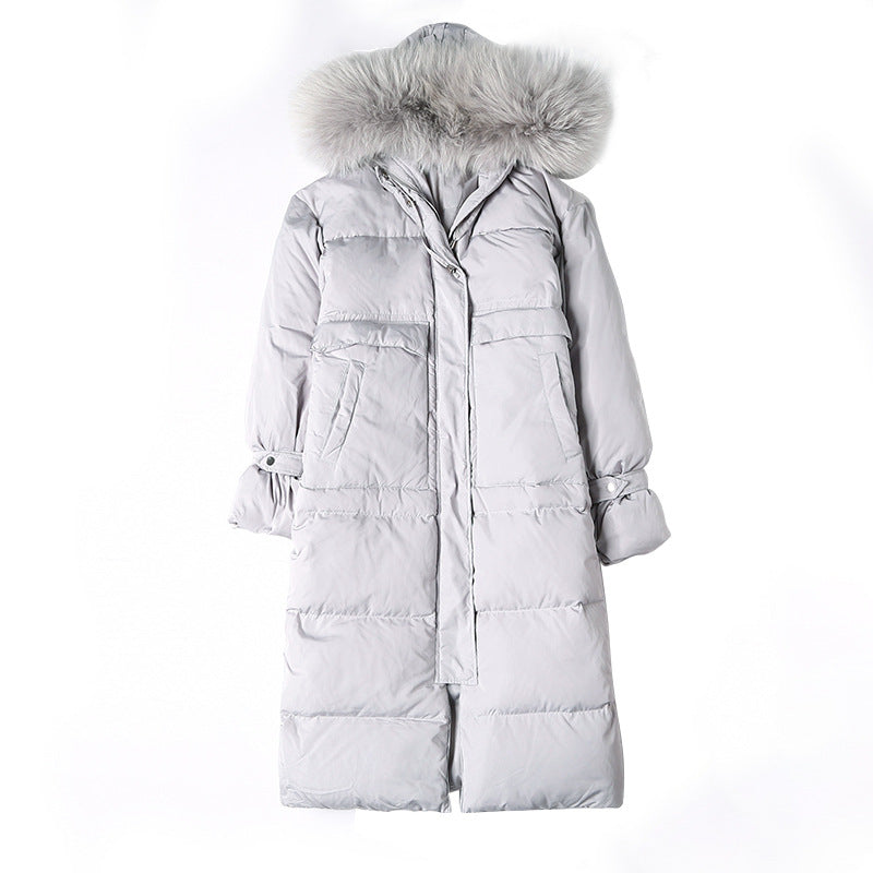 Rabbit Fur Hooded Down Jacket