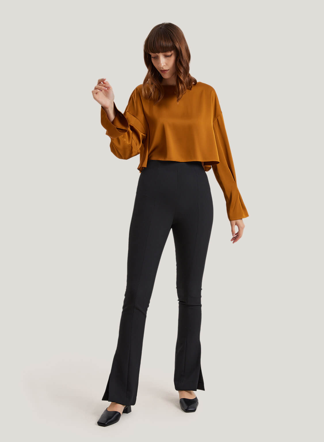 Flounce-Trim Blouse
