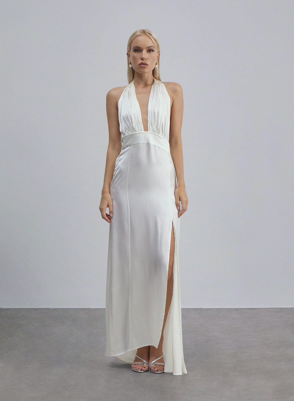 Piano Halterneck Maxi Silk Dress