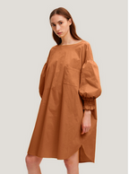 Puff-Sleeve Cotton Dress