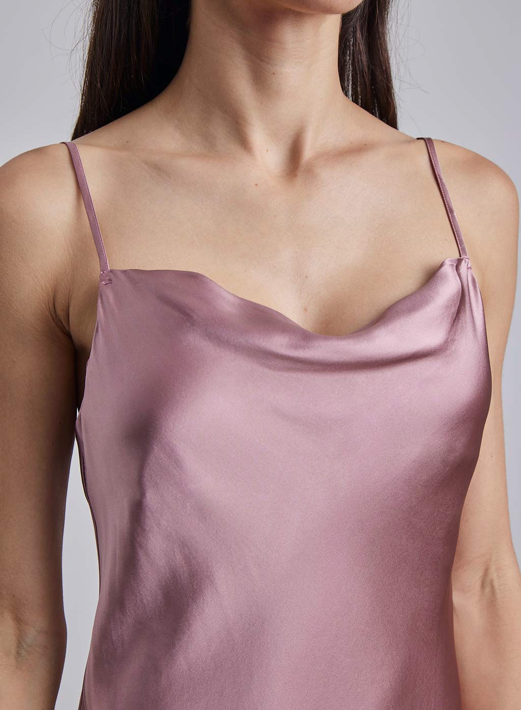 Delicate Cowl Neck Silk Slip Dress