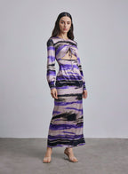Marbled Cut-Out Silk Maxi Dress