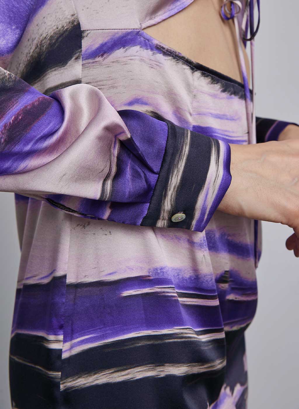 Marbled Cut-Out Silk Maxi Dress