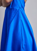 Halter Neck-Tie Hi-Low Silk Midi Dress