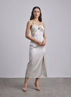 Daria Bow-Tie Silk Midi Dress