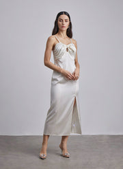 Daria Bow-Tie Silk Midi Dress