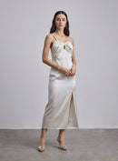 Daria Bow-Tie Silk Midi Dress