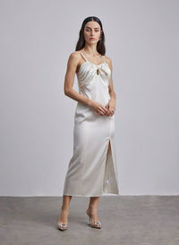 Daria Bow-Tie Silk Midi Dress