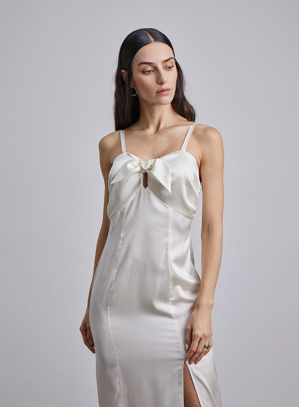 Daria Bow-Tie Silk Midi Dress