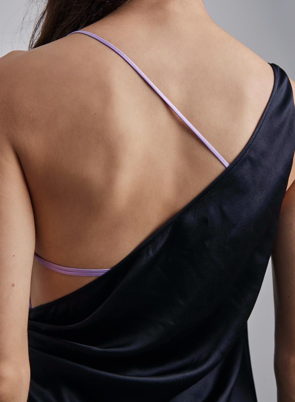 Color Contrast Wrap Silk Maxi Dress