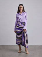 Marble Ruched Silk Skirt