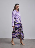 Marble Ruched Silk Skirt