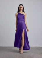 Wicked One Shoulder Silk Maxi Dress