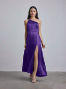Wicked One Shoulder Silk Maxi Dress