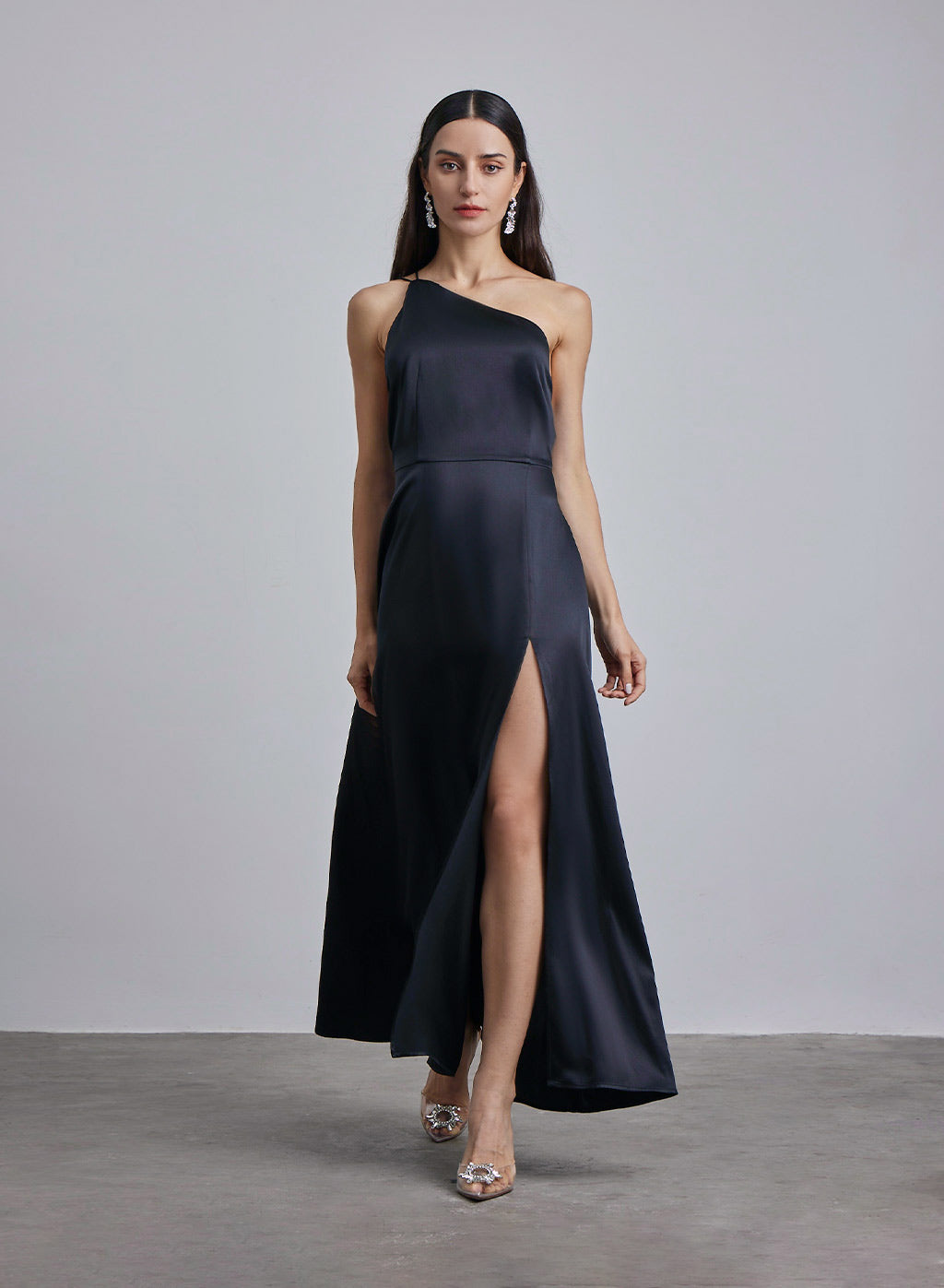 Wicked One Shoulder Silk Maxi Dress