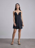 Open Back Silk Mini Slip Dress