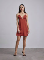 Open Back Silk Mini Slip Dress