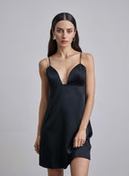 Open Back Silk Mini Slip Dress