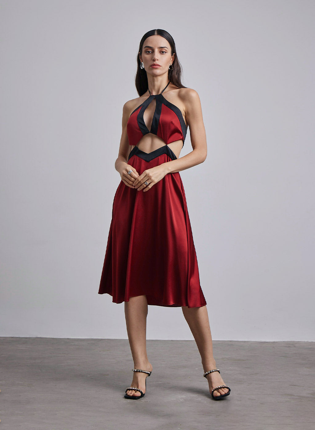 Vampire Cut-Out Silk Halter Dress