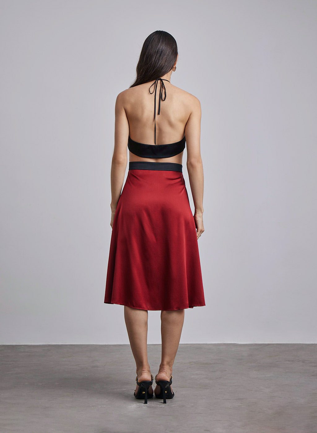 Vampire Cut-Out Silk Halter Dress