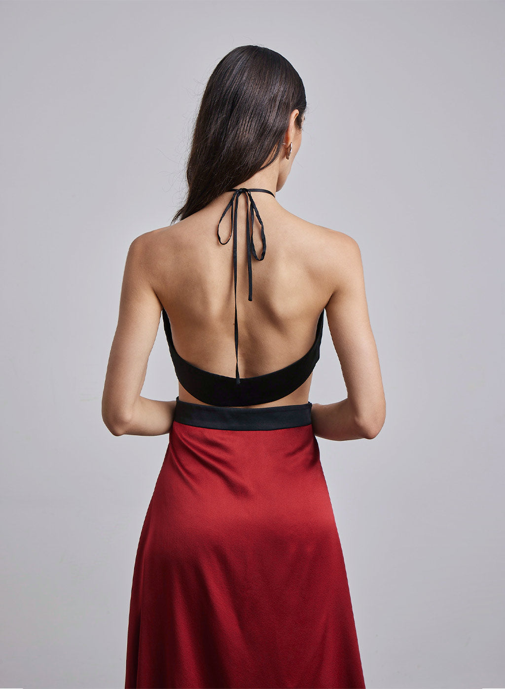 Vampire Cut-Out Silk Halter Dress