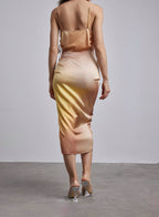 Golden Tala Ruched Silk Skirt