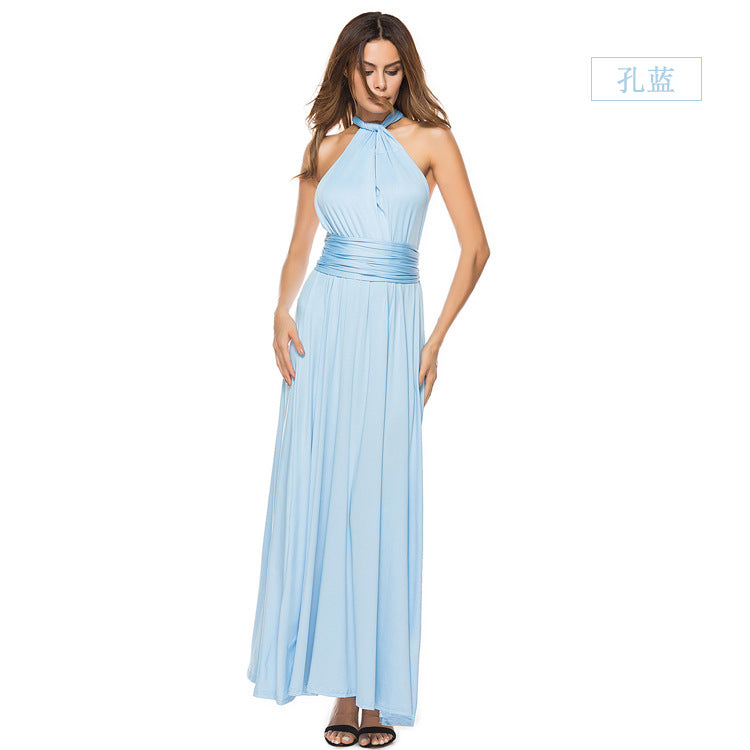 Multi-rope cross halter sexy bandage dress long dress dress