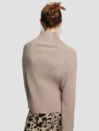 Cropped High-collar Knit Sweater