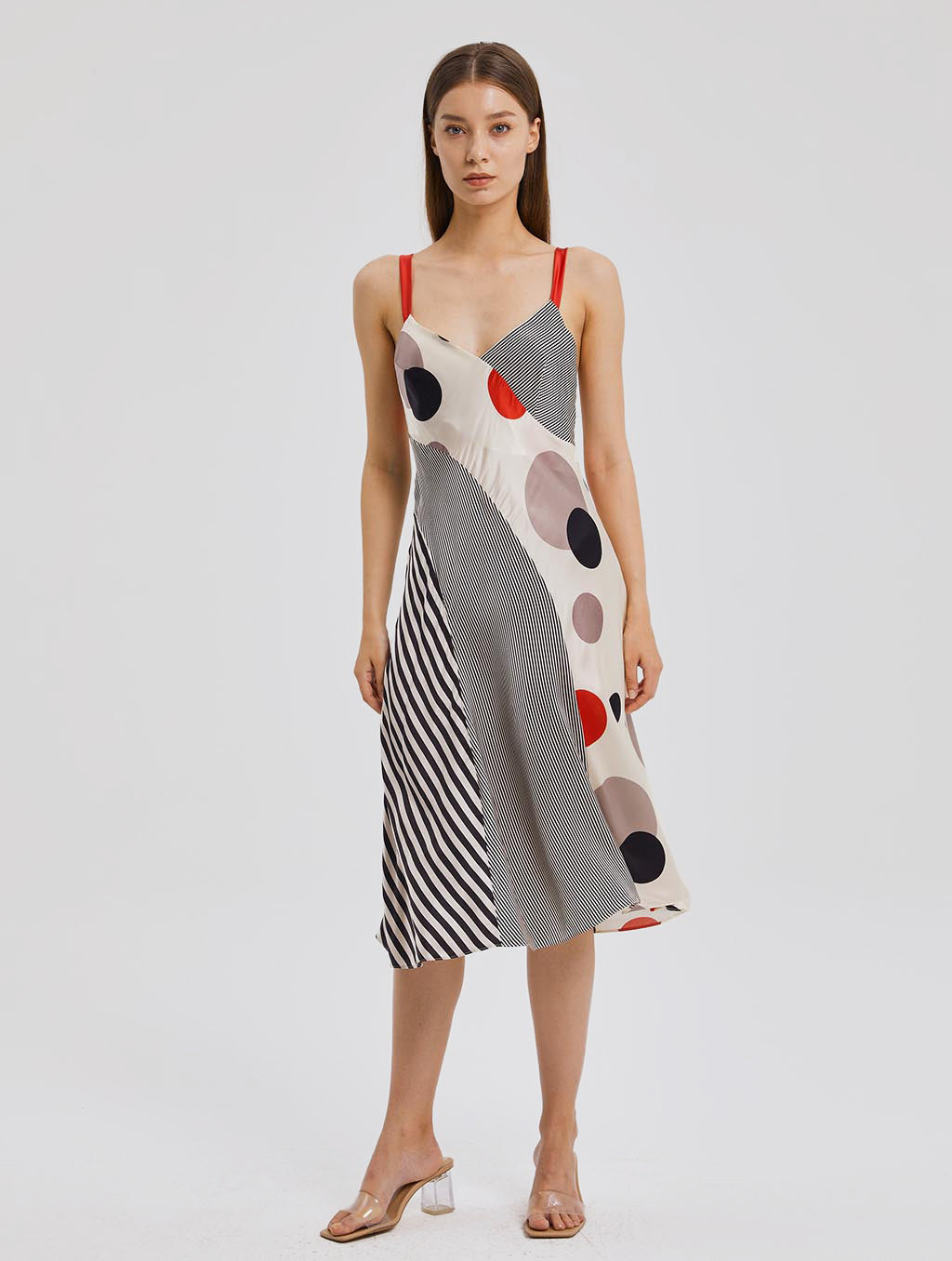 Abstract Print Midi Slip Dress