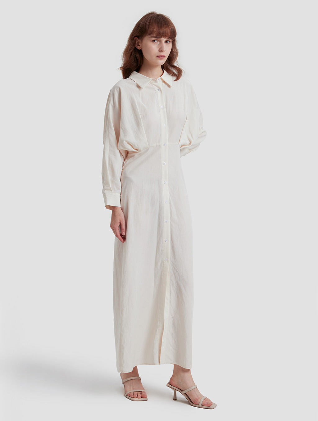 Ankle Length Shirt-dress-positive-Ivory