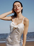 Daria Bow-Tie Silk Midi Dress