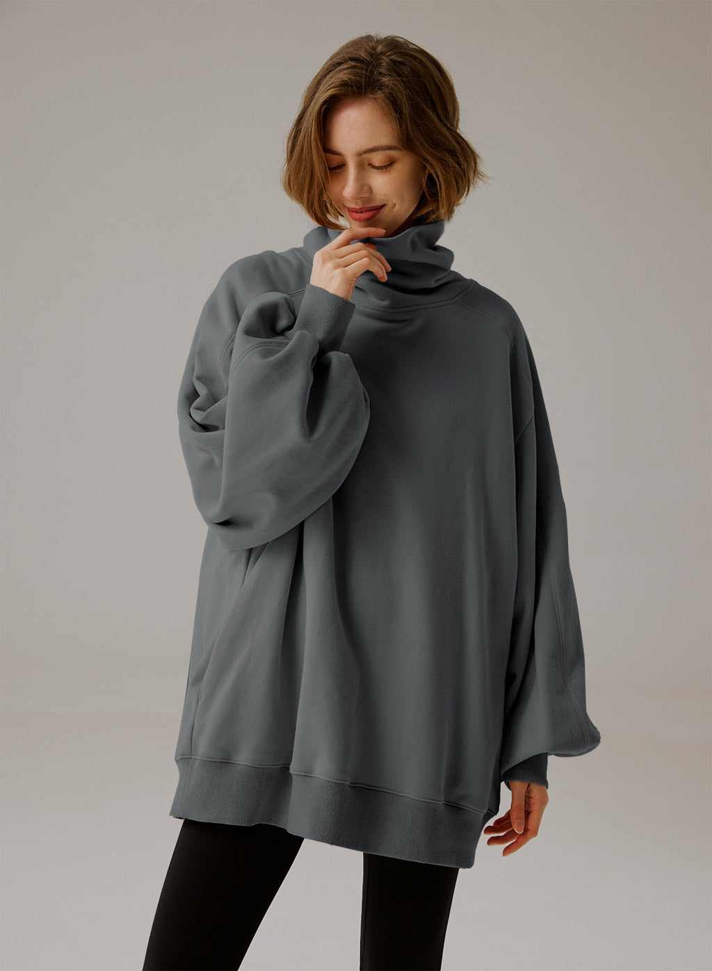 Boxy Turtleneck Sweatshirt