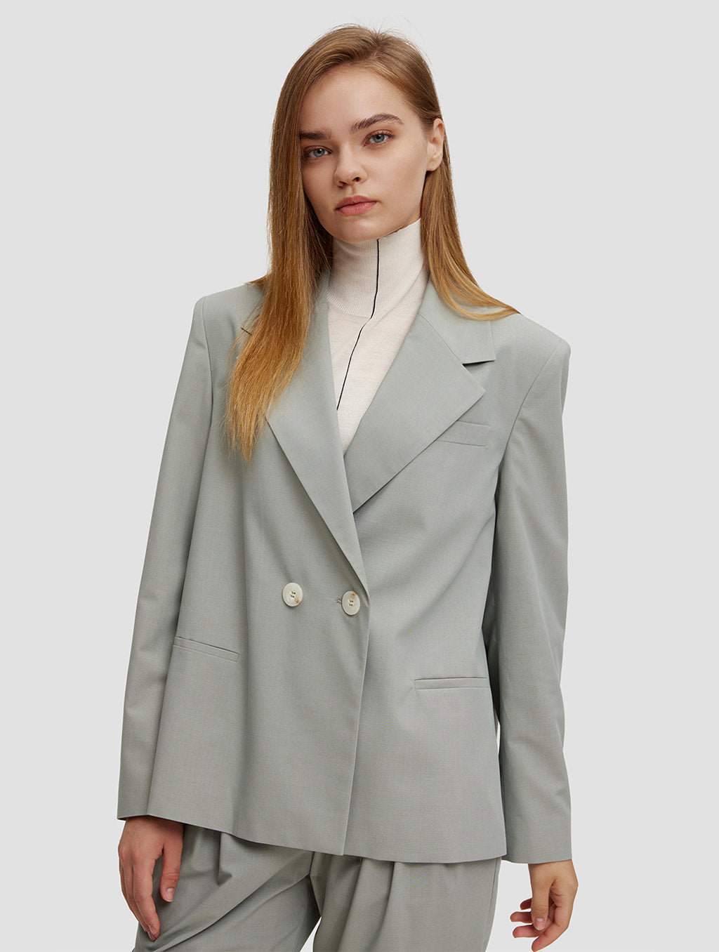 Boxy two button blazer- model- Pale green