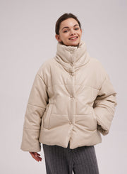 Buttoned Faux Leather Jacket – Nap Loungewear Outerwear
