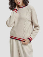 Cable Knitting Trimmed Sweater