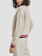 Cable Knitting Trimmed Sweater