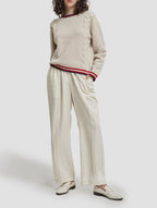 Cable Knitting Trimmed Sweater