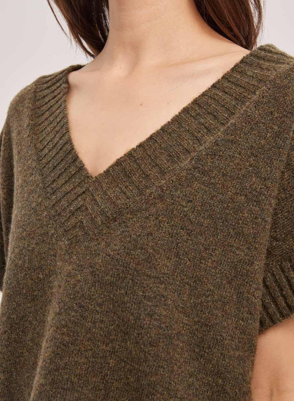 Cape Sleeve V-Neck Sweater