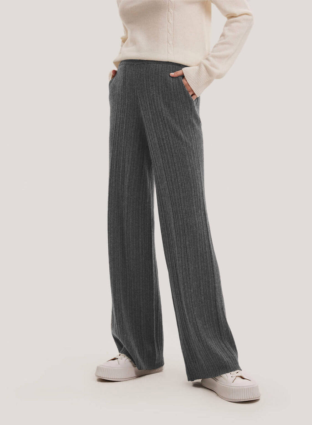 Cashmere-Wool Textured Pants