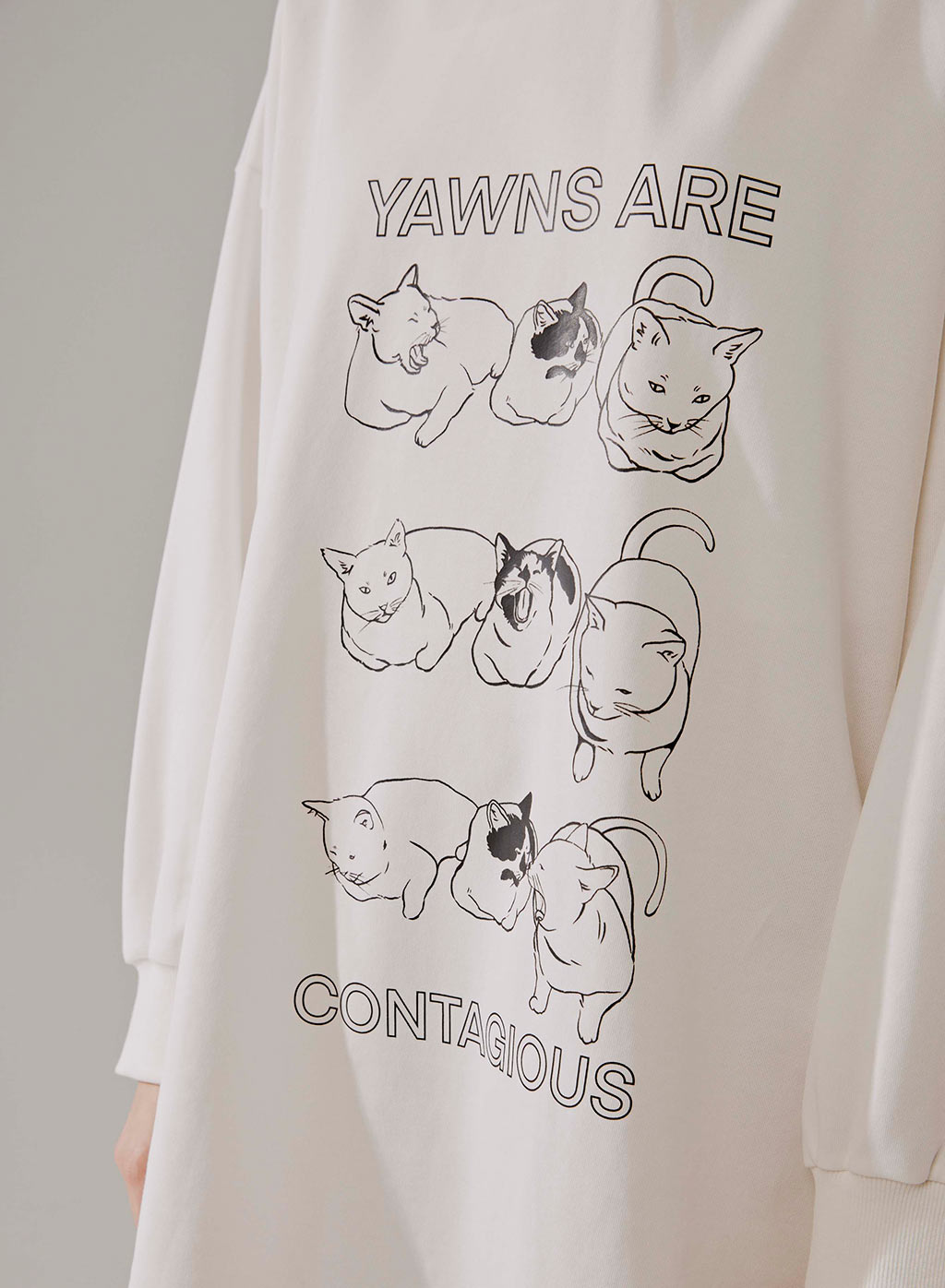 Cats Yawn Print Hoodie