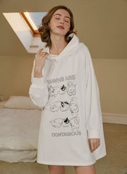 Cats Yawn Print Hoodie – Nap Loungewear Tops