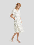 Checkered Short Sleeve Flared Dress