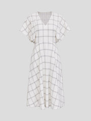 Checkered Short Sleeve Flared Dress