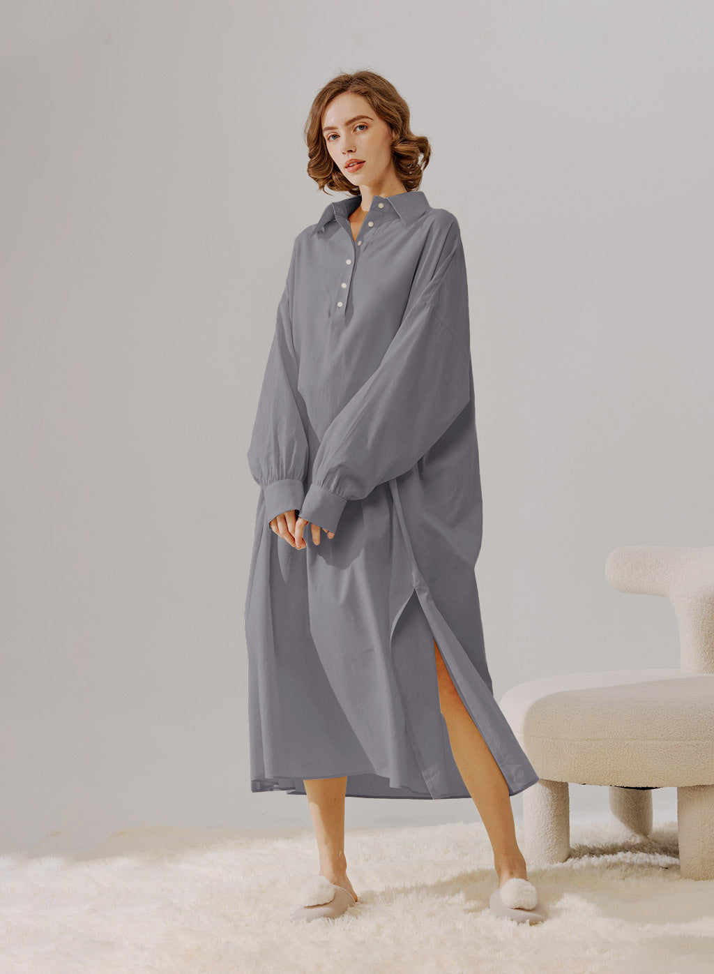 Cotton Shirt Midi Dress